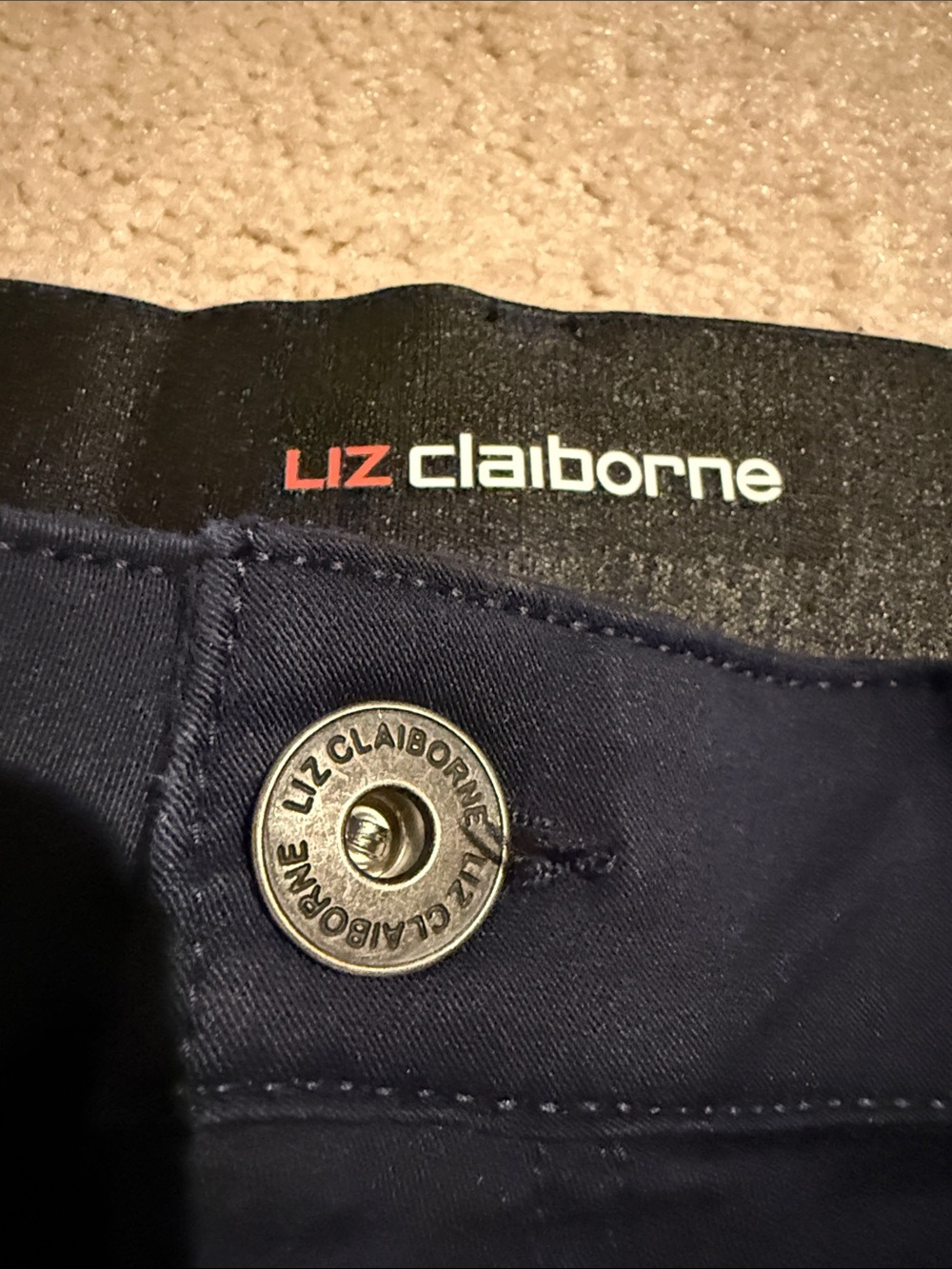 Liz Claiborne Dark Navy Sara Slim Leg Mid Rise Pants - Picture 7 of 9